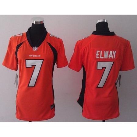 Nike Broncos #7 John Elway Orange Team Color Women's Stitched NFL New Elite Jersey