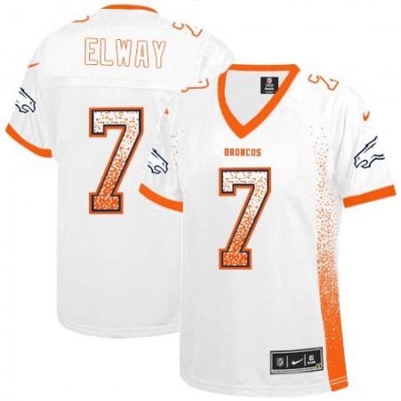 Nike Broncos #7 John Elway White Women's Stitched NFL Elite Drift Fashion Jersey