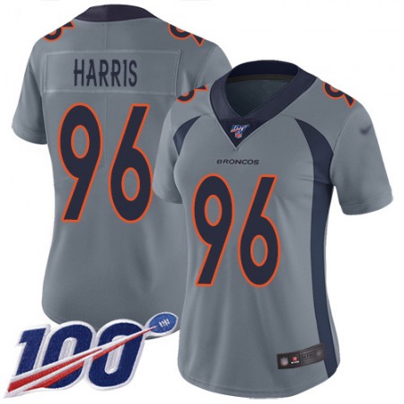 Nike Broncos #96 Shelby Harris Gray Women's Stitched NFL Limited Inverted Legend 100th Season Jersey