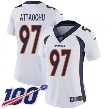 Nike Broncos #97 Jeremiah Attaochu White Women's Stitched NFL 100th Season Vapor Untouchable Limited Jersey