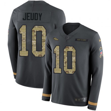 Nike Broncos #10 Jerry Jeudy Anthracite Salute to Service Youth Stitched NFL Limited Therma Long Sleeve Jersey