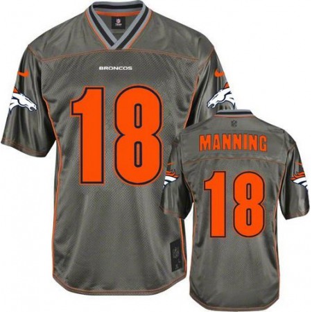 Nike Broncos #18 Peyton Manning Grey Youth Stitched NFL Elite Vapor Jersey