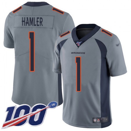 Nike Broncos #1 KJ Hamler Gray Youth Stitched NFL Limited Inverted Legend 100th Season Jersey