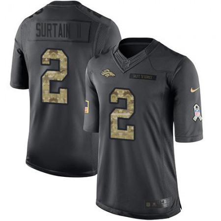 Nike Broncos #2 Patrick Surtain II Black Youth Stitched NFL Limited 2016 Salute to Service Jersey