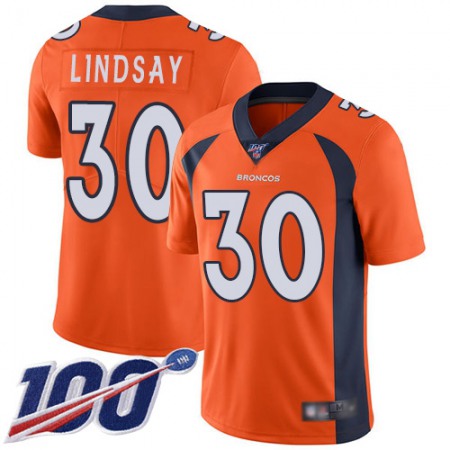 Nike Broncos #30 Phillip Lindsay Orange Team Color Youth Stitched NFL 100th Season Vapor Limited Jersey