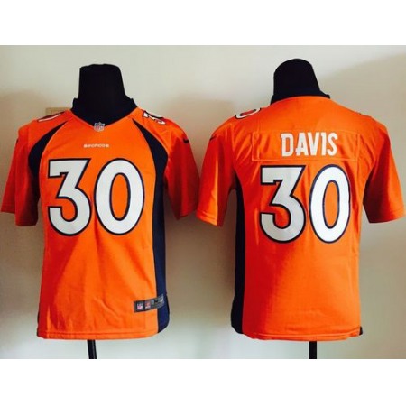 Nike Broncos #30 Terrell Davis Orange Team Color Youth Stitched NFL New Elite Jersey