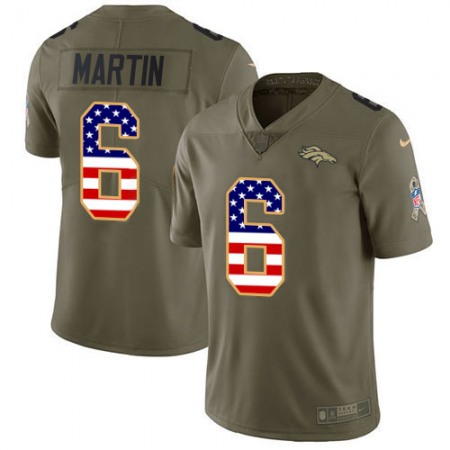 Nike Broncos #6 Sam Martin Olive/USA Flag Youth Stitched NFL Limited 2017 Salute To Service Jersey