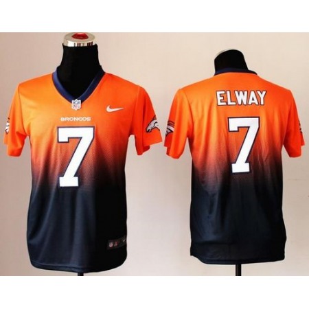 Nike Broncos #7 John Elway Orange/Blue Youth Stitched NFL Elite Fadeaway Fashion Jersey