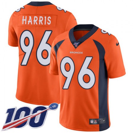 Nike Broncos #96 Shelby Harris Orange Team Color Youth Stitched NFL 100th Season Vapor Untouchable Limited Jersey