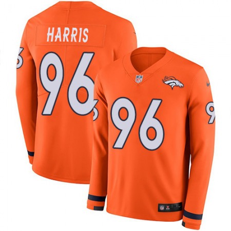 Nike Broncos #96 Shelby Harris Orange Team Color Youth Stitched NFL Limited Therma Long Sleeve Jersey