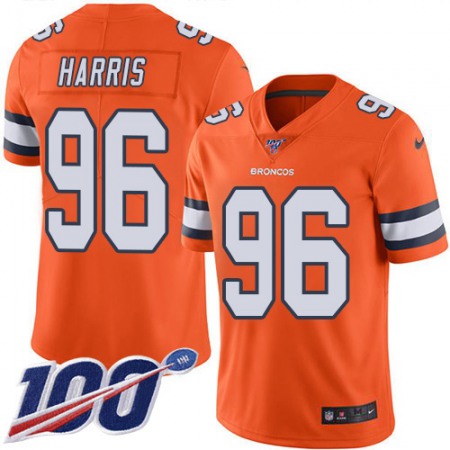 Nike Broncos #96 Shelby Harris Orange Youth Stitched NFL Limited Rush 100th Season Jersey