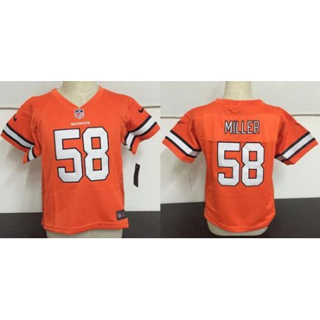 Toddler Nike Broncos #58 Von Miller Orange Rush Stitched NFL Elite Jersey
