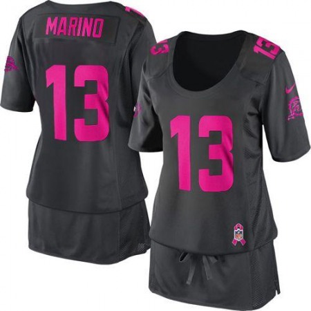 Nike Dolphins #13 Dan Marino Dark Grey Women's Breast Cancer Awareness Stitched NFL Elite Jersey