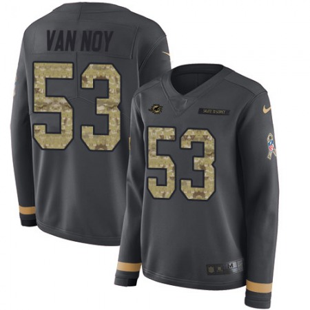 Nike Dolphins #53 Kyle Van Noy Anthracite Salute to Service Women's Stitched NFL Limited Therma Long Sleeve Jersey