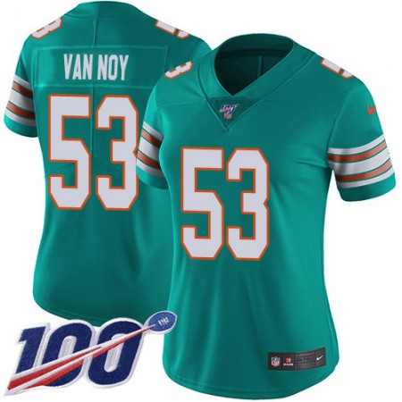Nike Dolphins #53 Kyle Van Noy Aqua Green Alternate Women's Stitched NFL 100th Season Vapor Untouchable Limited Jersey