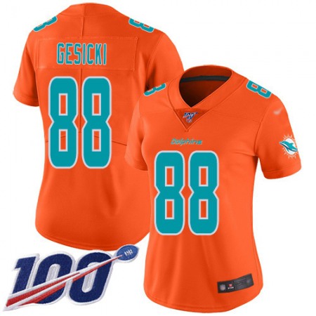 Nike Dolphins #88 Mike Gesicki Orange Women's Stitched NFL Limited Inverted Legend 100th Season Jersey