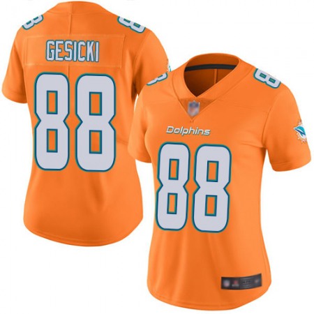Nike Dolphins #88 Mike Gesicki Orange Women's Stitched NFL Limited Rush Jersey
