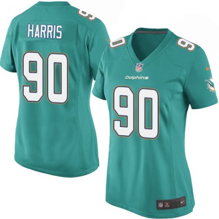 Nike Dolphins #90 Charles Harris Aqua Green Team Color Women's Stitched NFL Elite Jersey