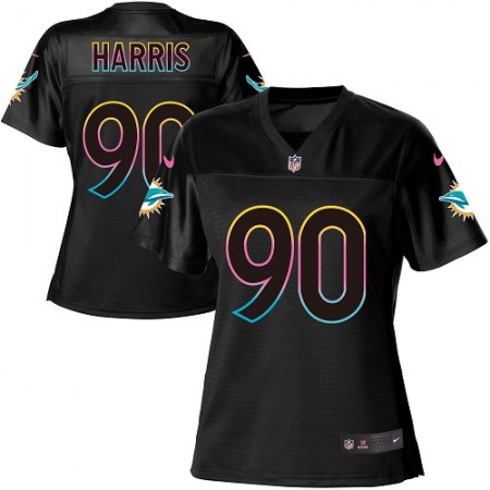 Nike Dolphins #90 Charles Harris Black Women's NFL Fashion Game Jersey