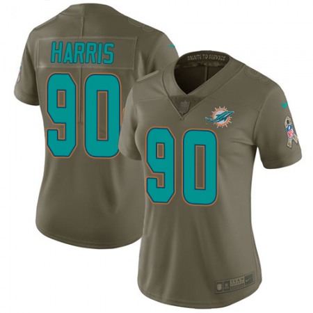 Nike Dolphins #90 Charles Harris Olive Women's Stitched NFL Limited 2017 Salute to Service Jersey