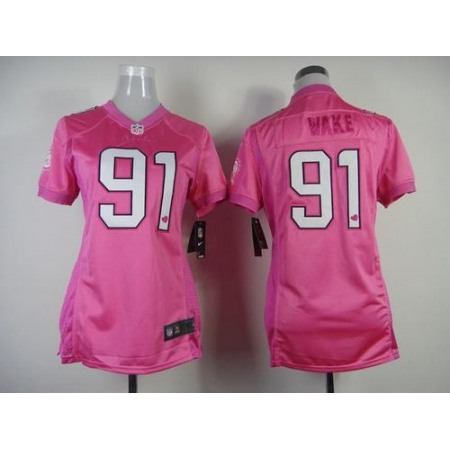 Nike Dolphins #91 Cameron Wake Pink Women's Be Luv'd Stitched NFL New Elite Jersey