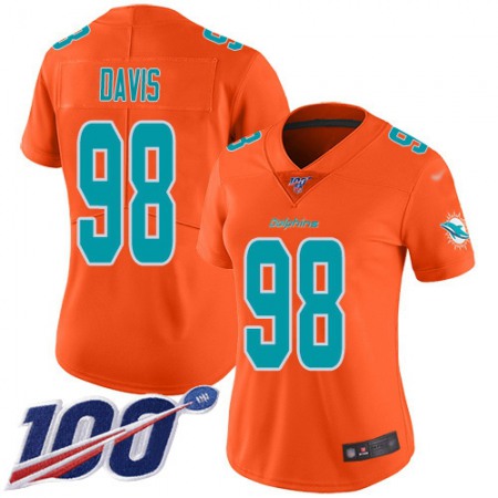 Nike Dolphins #98 Raekwon Davis Orange Women's Stitched NFL Limited Inverted Legend 100th Season Jersey