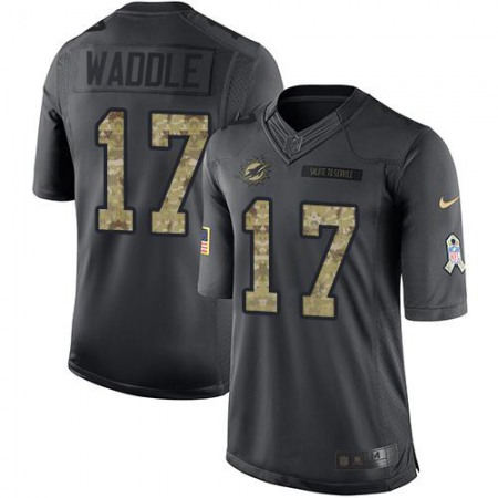 Nike Dolphins #17 Jaylen Waddle Black Youth Stitched NFL Limited 2016 Salute to Service Jersey