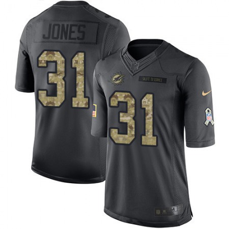 Nike Dolphins #31 Byron Jones Black Youth Stitched NFL Limited 2016 Salute to Service Jersey