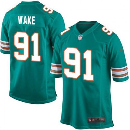 Nike Dolphins #91 Cameron Wake Aqua Green Alternate Youth Stitched NFL Elite Jersey