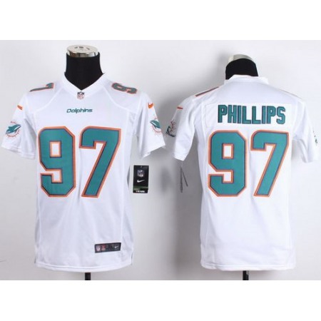 Nike Dolphins #97 Jordan Phillips White Youth Stitched NFL New Elite Jersey