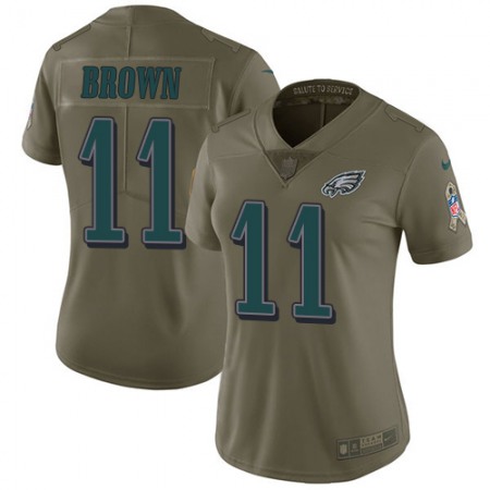 Nike Eagles #11 A.J. Brown Olive Women's Stitched NFL Limited 2017 Salute To Service Jersey