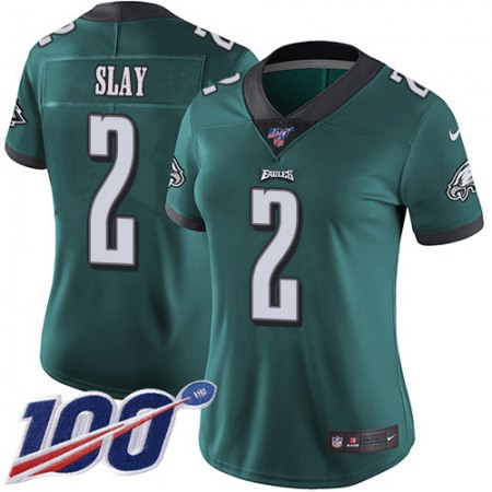 Nike Eagles #2 Darius Slay Green Team Color Women's Stitched NFL 100th Season Vapor Untouchable Limited Jersey