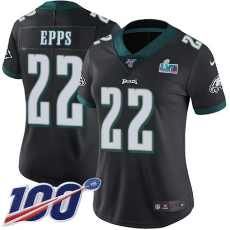 Nike Eagles #22 Marcus Epps Black Alternate Super Bowl LVII Patch Women's Stitched NFL 100th Season Vapor Untouchable Limited Jersey