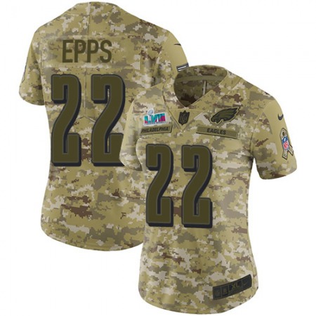 Nike Eagles #22 Marcus Epps Camo Super Bowl LVII Patch Women's Stitched NFL Limited 2018 Salute To Service Jersey