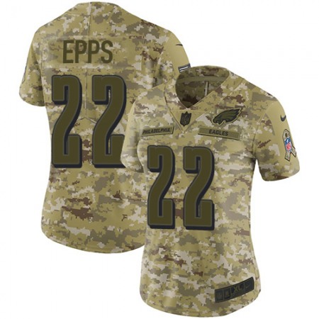 Nike Eagles #22 Marcus Epps Camo Women's Stitched NFL Limited 2018 Salute To Service Jersey