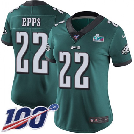 Nike Eagles #22 Marcus Epps Green Team Color Super Bowl LVII Patch Women's Stitched NFL 100th Season Vapor Untouchable Limited Jersey