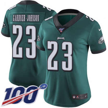 Nike Eagles #23 C.J. Gardner-Johnson Green Team Color Women's Stitched NFL 100th Season Vapor Untouchable Limited Jersey