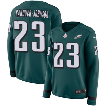 Nike Eagles #23 C.J. Gardner-Johnson Green Team Color Women's Stitched NFL Limited Therma Long Sleeve Jersey