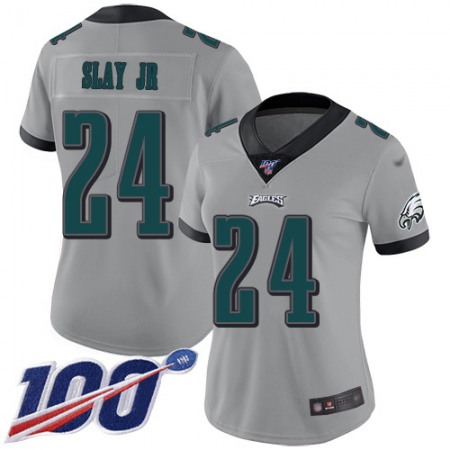 Nike Eagles #24 Darius Slay Jr Silver Women's Stitched NFL Limited Inverted Legend 100th Season Jersey