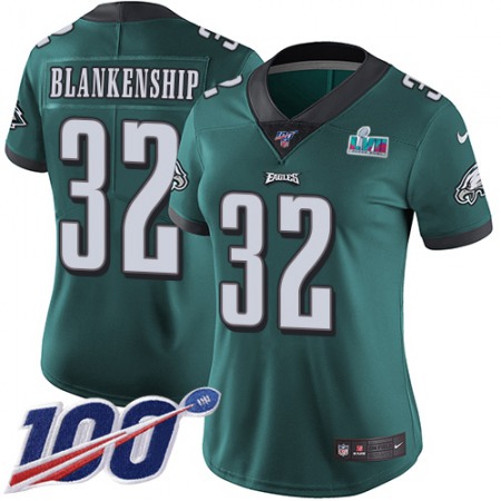 Nike Eagles #32 Reed Blankenship Green Team Color Super Bowl LVII Patch Women's Stitched NFL 100th Season Vapor Untouchable Limited Jersey