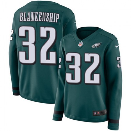 Nike Eagles #32 Reed Blankenship Green Team Color Women's Stitched NFL Limited Therma Long Sleeve Jersey