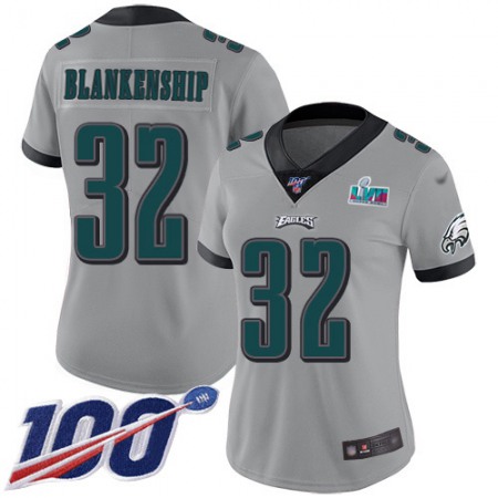 Nike Eagles #32 Reed Blankenship Silver Super Bowl LVII Patch Women's Stitched NFL Limited Inverted Legend 100th Season Jersey