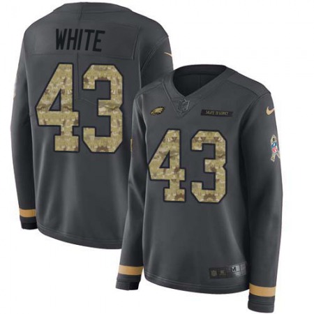 Nike Eagles #43 Kyzir White Anthracite Salute to Service Women's Stitched NFL Limited Therma Long Sleeve Jersey