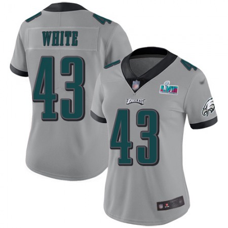 Nike Eagles #43 Kyzir White Silver Super Bowl LVII Patch Women's Stitched NFL Limited Inverted Legend Jersey