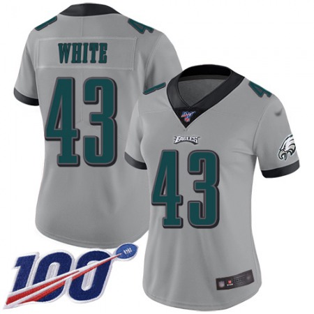 Nike Eagles #43 Kyzir White Silver Women's Stitched NFL Limited Inverted Legend 100th Season Jersey