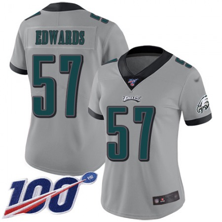Nike Eagles #57 T. J. Edwards Silver Women's Stitched NFL Limited Inverted Legend 100th Season Jersey