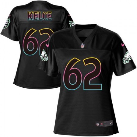 Nike Eagles #62 Jason Kelce Black Women's NFL Fashion Game Jersey