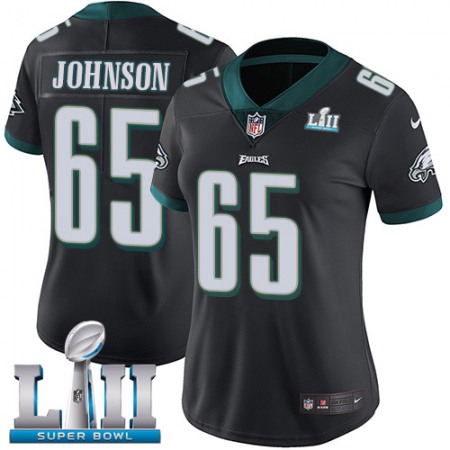 Nike Eagles #65 Lane Johnson Black Alternate Super Bowl LII Women's Stitched NFL Vapor Untouchable Limited Jersey
