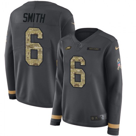 Nike Eagles #6 DeVonta Smith Anthracite Salute to Service Women's Stitched NFL Limited Therma Long Sleeve Jersey