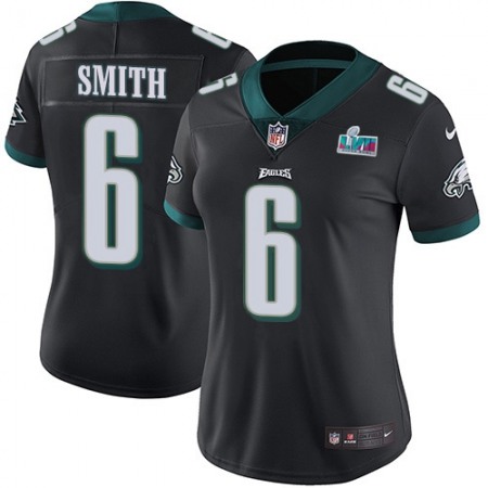 Nike Eagles #6 DeVonta Smith Black Super Bowl LVII Patch Alternate Women's Stitched NFL Vapor Untouchable Limited Jersey